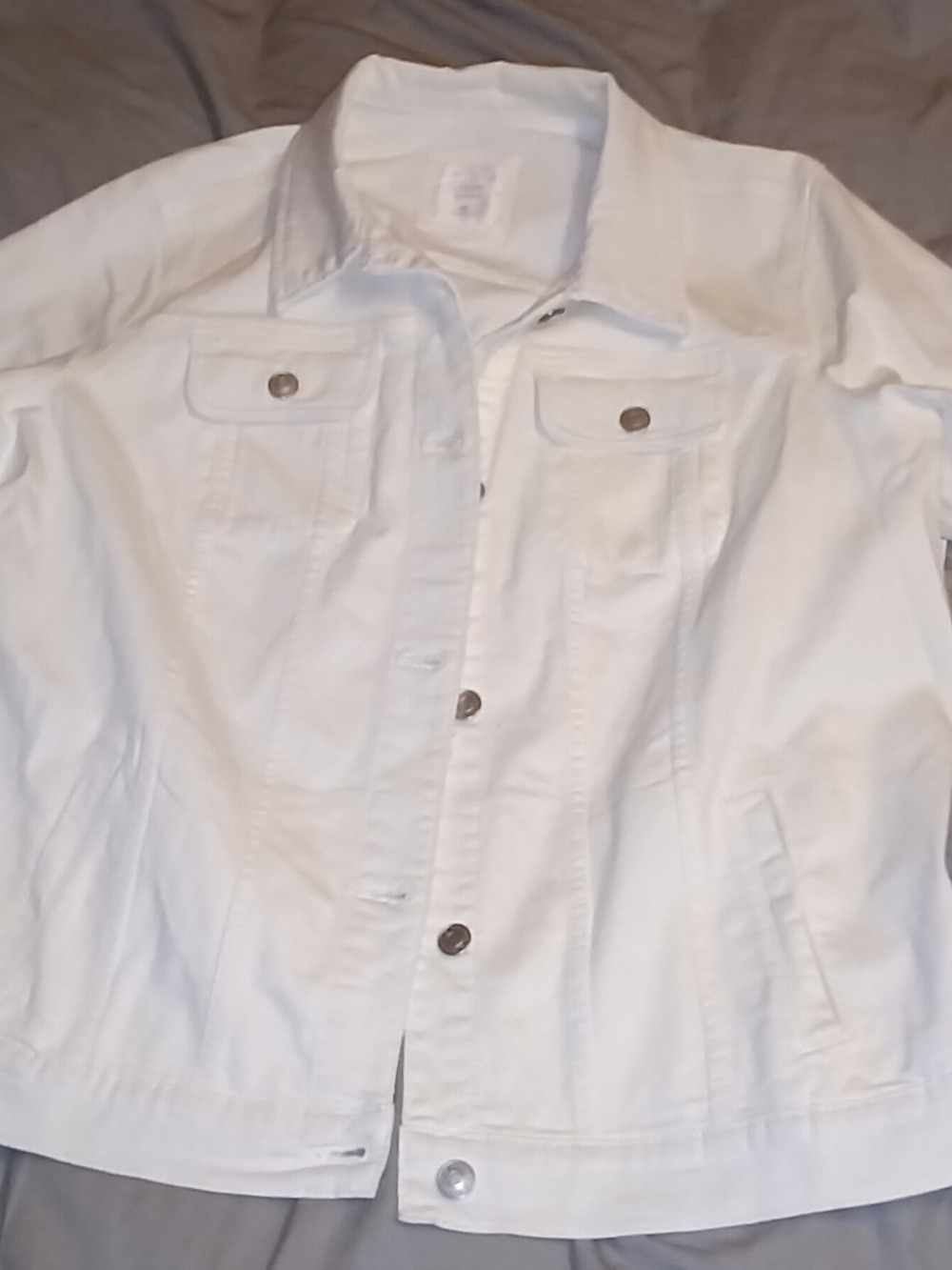 LC Lauren Conrad White Denim Jacket with Metal Buttons